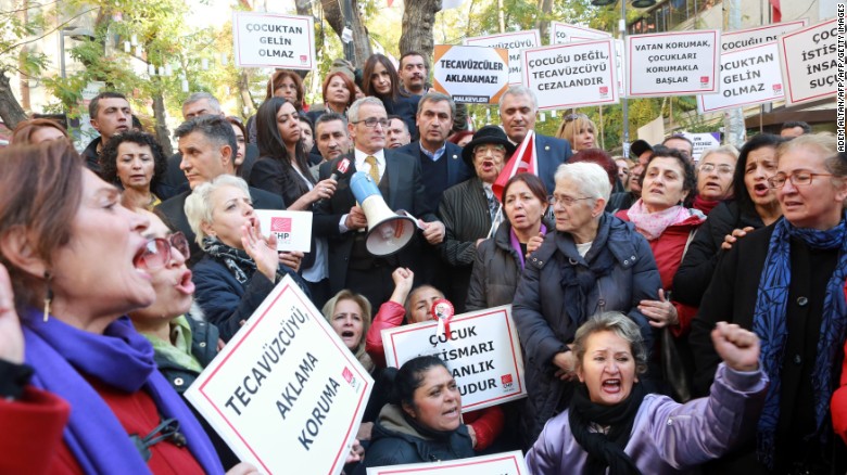 Women in Ankara Demonstrated Saturday Protesting that the proposed law would pardon men who have raped children. The RINJ Family adduces that any sex with a child is rape.