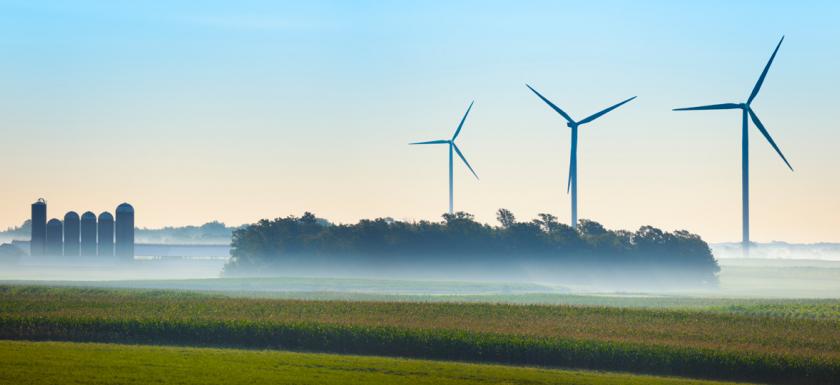 Energy renewable wind turbines and farm silos