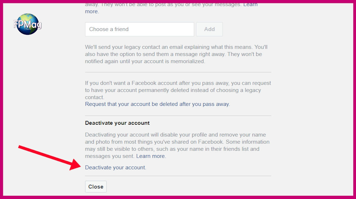 Delete your facebook account